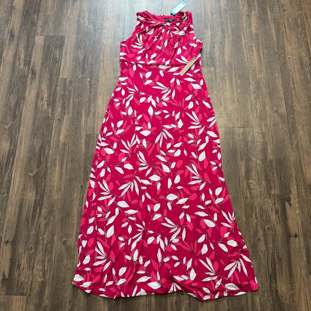 NWT Maggy London Novella Floating Leave Maxi Dress Twisted Front Red Wine Boho 6 - Picture 4 of 16